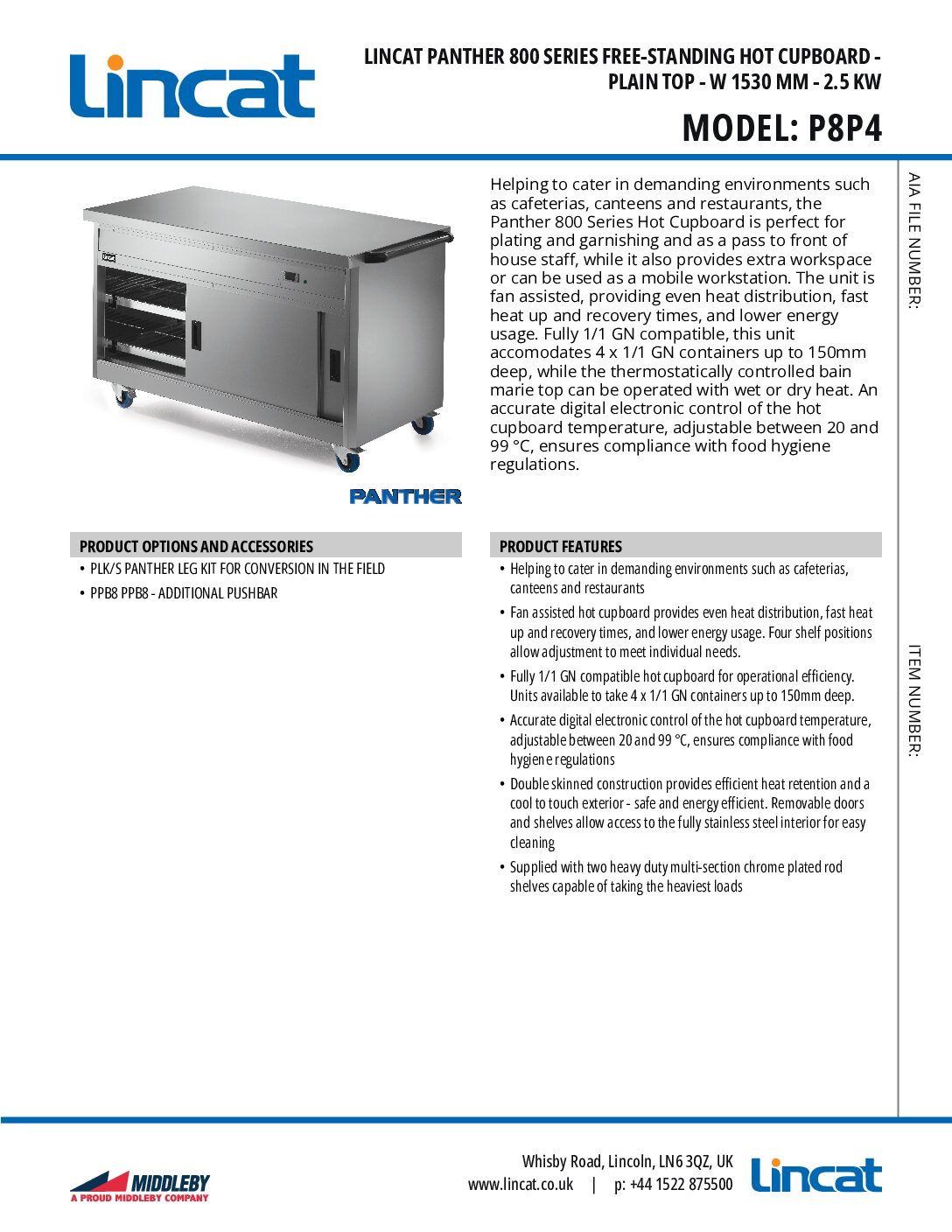 Lincat P8P4 Hot Cupboard with Plain Top Lincat P8P4 Hot Cupboard with Plain Top - Image 2