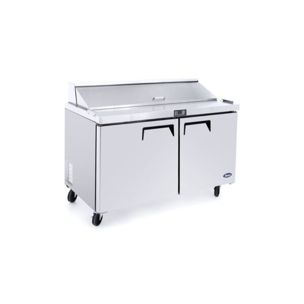 Atosa MSF8302GR Double Door Refrigerated Prep Table with GN Pans 379L