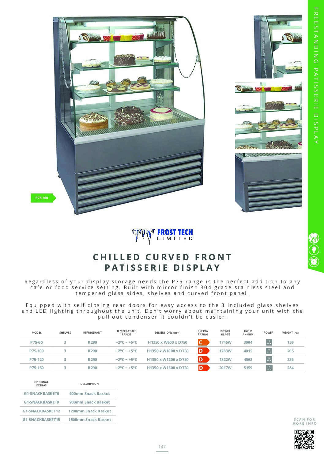 Frost Tech P75-120 Chilled Patisserie Display 1200mm Wide Frost Tech P75-120 Chilled Patisserie Display 1200mm Wide - Image 3
