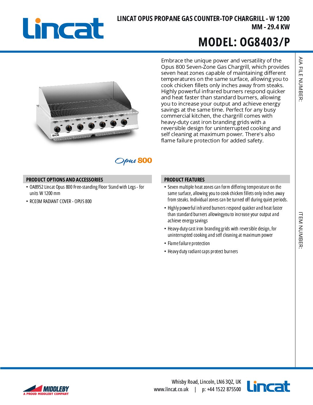 Lincat OG8403 Gas Counter-top Chargrill, 1200mm wide Lincat OG8403 Gas Counter-top Chargrill, 1200mm wide - Image 4