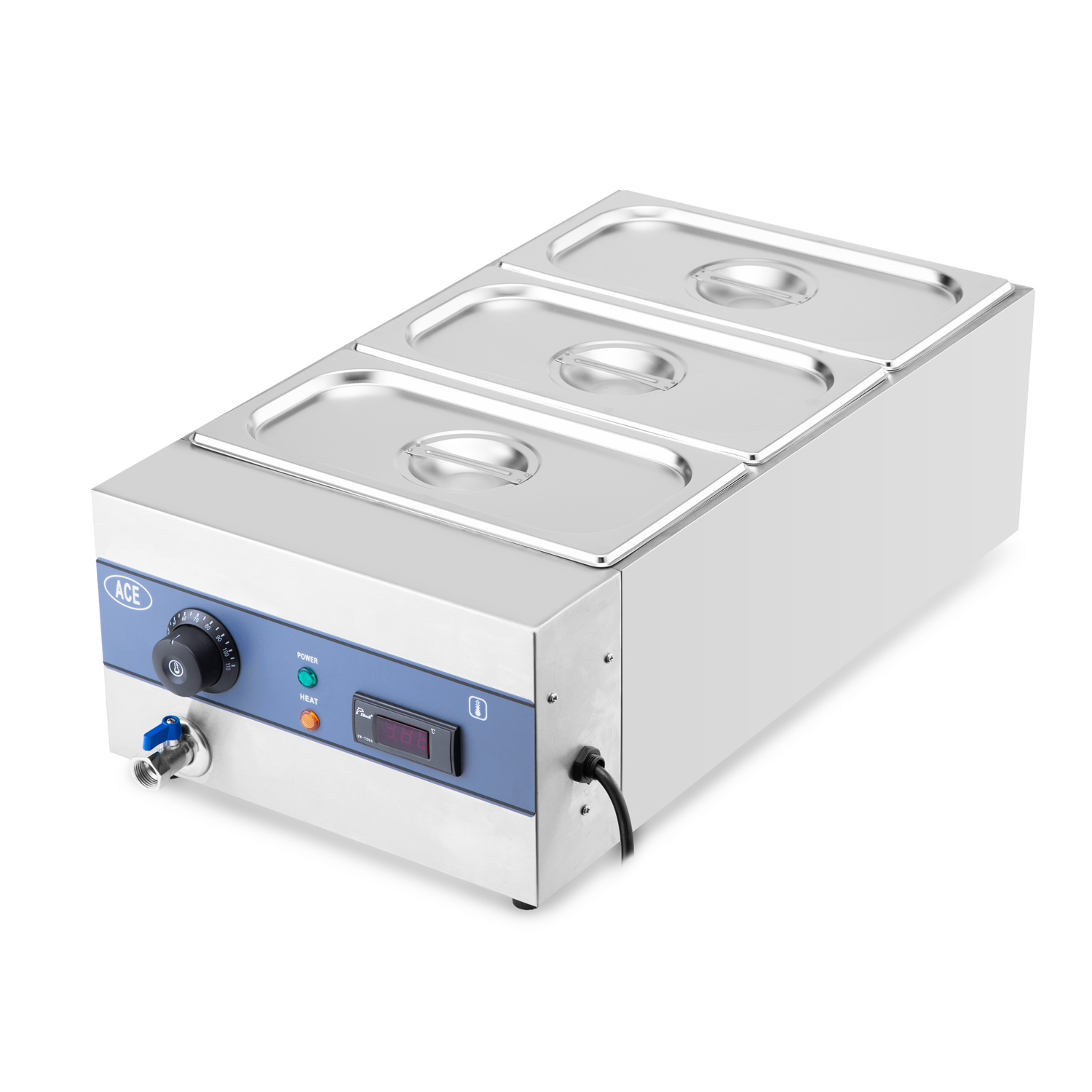 ACE 2 Pot Square Wet Bain Marie with Tap & Pans – Electric ACE 2 Pot Square Wet Bain Marie with Tap & Pans - Electric