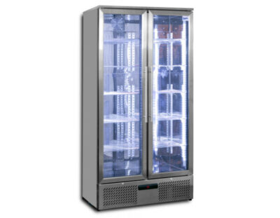 GRADED Prodis NT20ST-HC Glass Double Door Stainless Steel Upright Bottle Cooler, 560L