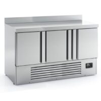 Infrico ME1003II Heavy Duty 3 Door Stainless Steel Refrigerated Prep Counter With Upstand, 355L