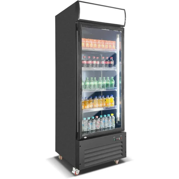 Hosty Black Single Door Drinks Fridge – 900L Commercial Bottle Cooler