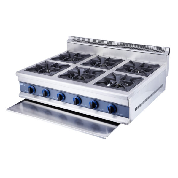 ELITE Six Burner LPG Gas Cooker – Cast Iron Boiling Rings & Grates