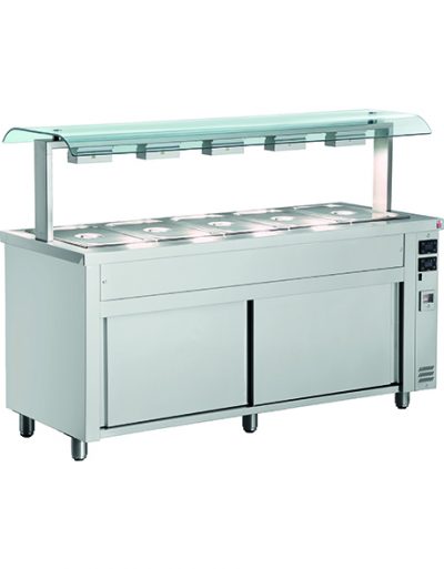 INOMAK MRV711 Gastronorm Bain Marie with Double Sneeze Guard & Ambient Base